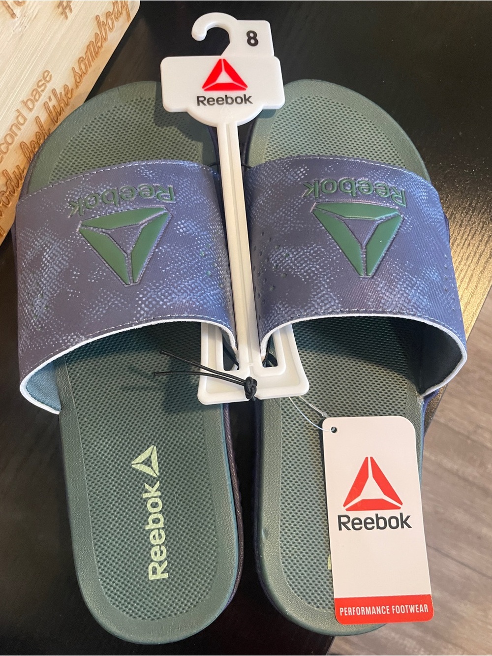Reebok Olive Green & Lavender Slide Sandals men’s size 8